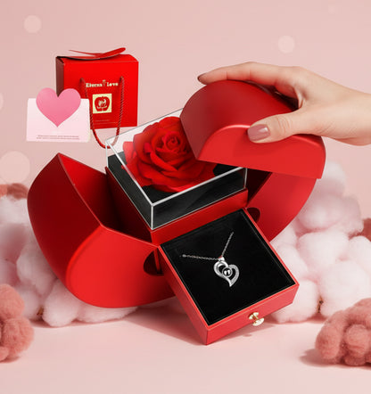 Luxury Photo Projection Sliver Eternity Heart Necklace with Beautiful Gift Box