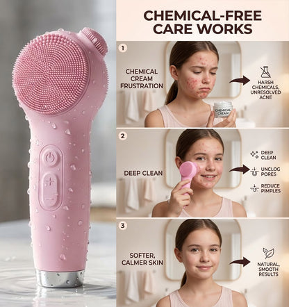 Silicone Deep Face Scrubber, Waterproof Rechargeable , 5 Cleansing Modes with Nose Brush