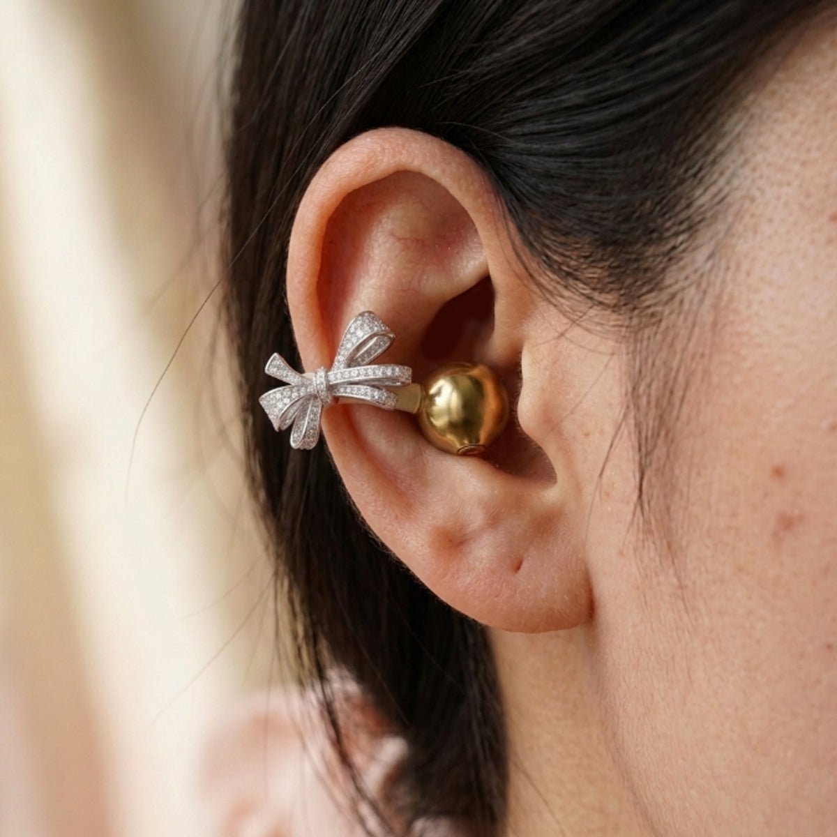buterfly bow jewelry earbuds acessory