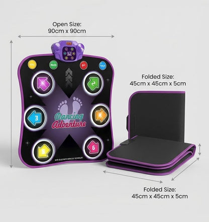 Electronic Music Dance Mat for Kids (Ages 3-12) – Light-Up 6-Button Pad, Wireless Bluetooth, 5 Fun Game Modes