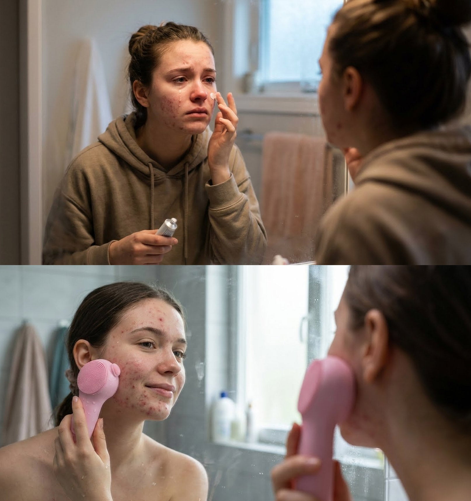 Silicone Deep Face Scrubber, Waterproof Rechargeable , 5 Cleansing Modes with Nose Brush