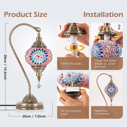 Handmade Moroccan Lamp, Turkish Glass Lamp, Perfect Companion for Living Room and Bedroom