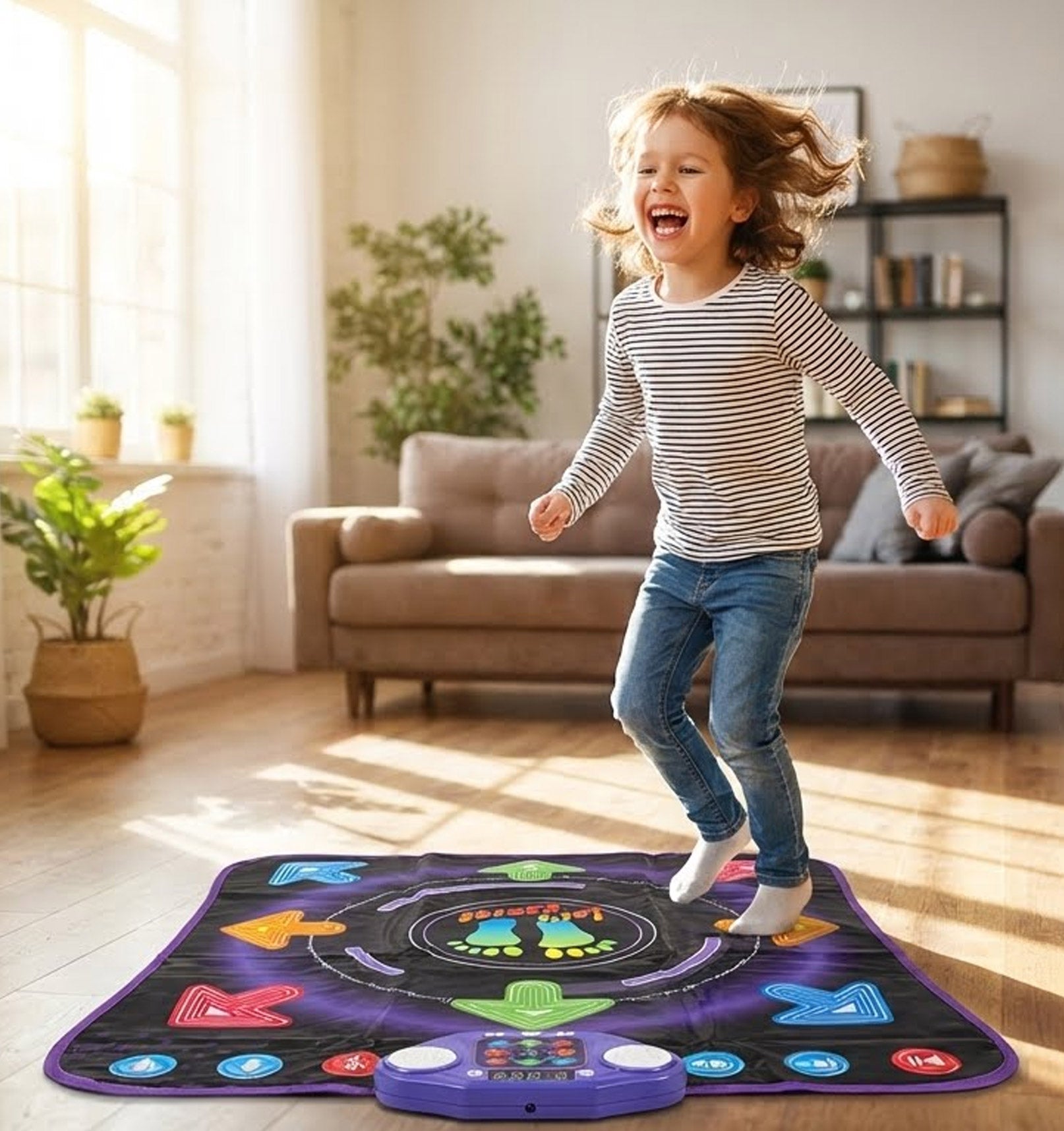 Electronic Music Dance Mat for Kids (Ages 3-12) – Light-Up 6-Button Pad, Wireless Bluetooth, 5 Fun Game Modes