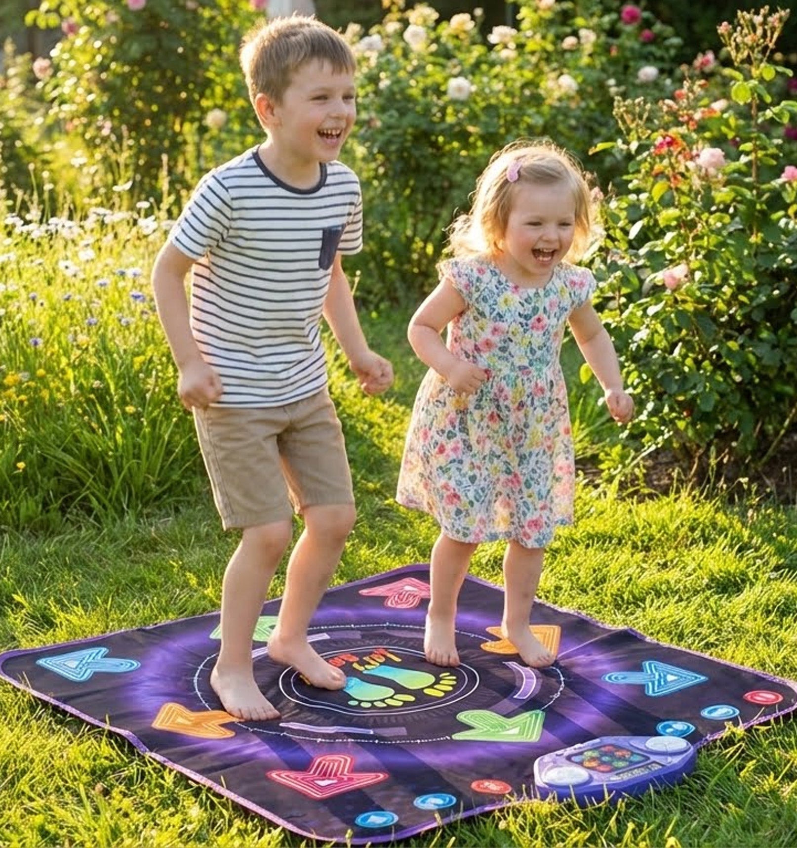 Electronic Music Dance Mat for Kids (Ages 3-12) – Light-Up 6-Button Pad, Wireless Bluetooth, 5 Fun Game Modes