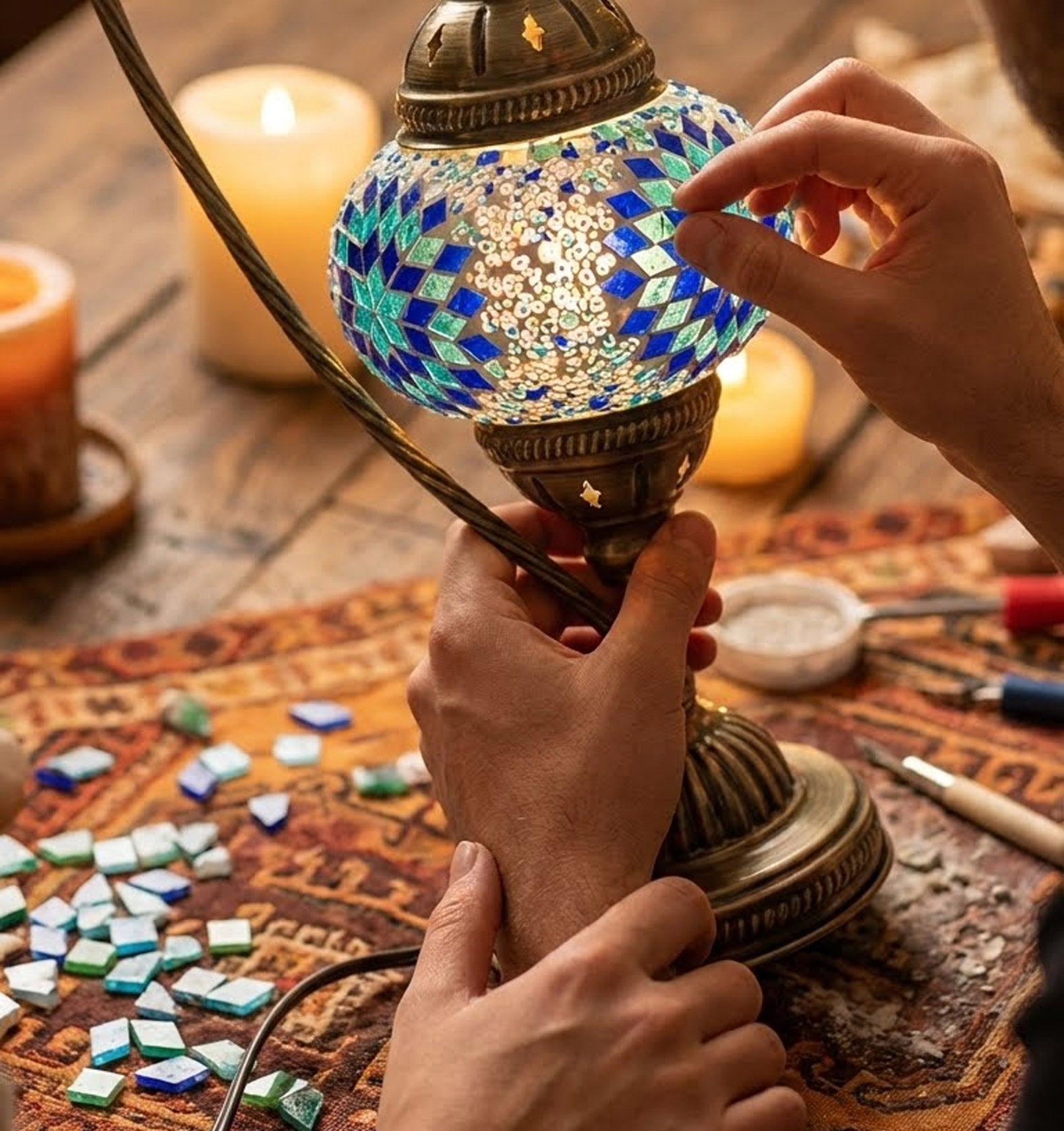 Handmade Moroccan Lamp, Turkish Glass Lamp, Perfect Companion for Living Room and Bedroom
