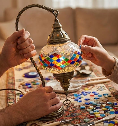 Handmade Moroccan Lamp, Turkish Glass Lamp, Perfect Companion for Living Room and Bedroom