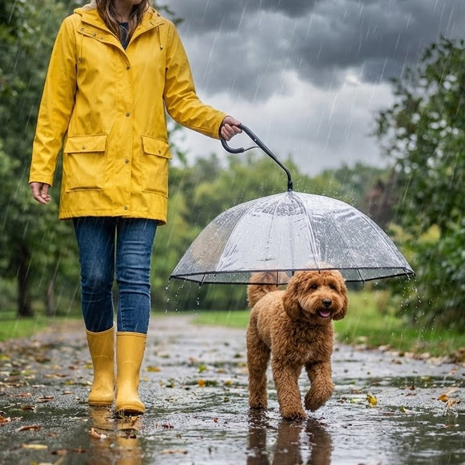 Rainy Necessary Dog Umbrella Leash – Keep Your Dog Dry & Safe in the Rain