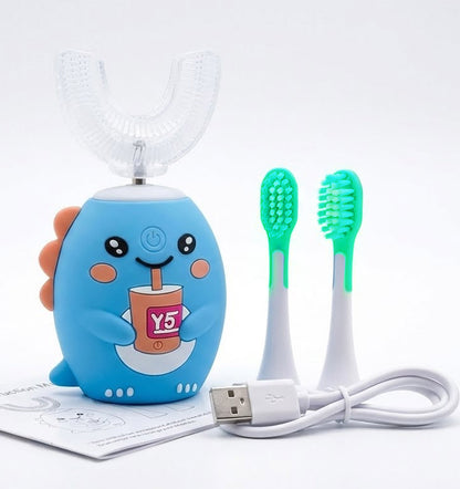 Rosegy  Kids U-Shaped Electric Toothbrush (Ages 6–12) – Dinosaur Design, 360° Cleaning, 5 Modes, Waterproof