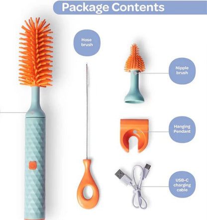 RoseGy™ Electric Silicone Bottle Brush, Baby Bottle Brush Cleaner, Straw Cleaner Brush, Travel Baby Essentials for Moms