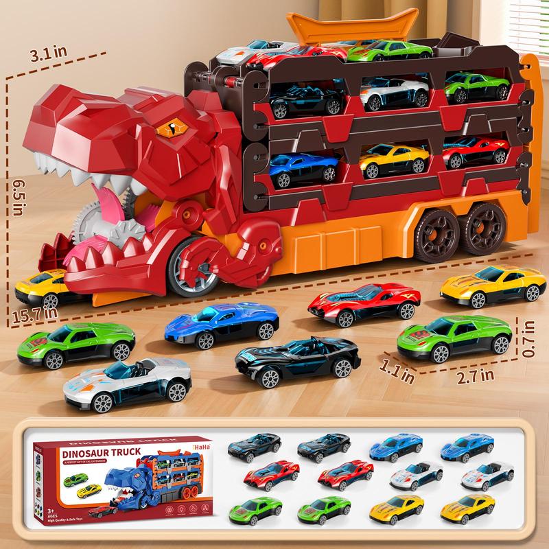 Foldable Ultimate Dinosaur Transport Truck Toy Set for Kids Aged 3-7 – Includes 12 Small Cars