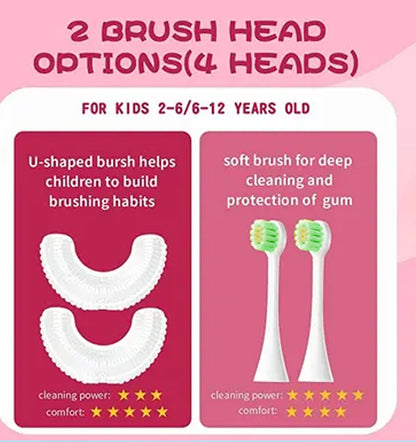 Rosegy  Kids U-Shaped Electric Toothbrush (Ages 6–12) – Dinosaur Design, 360° Cleaning, 5 Modes, Waterproof