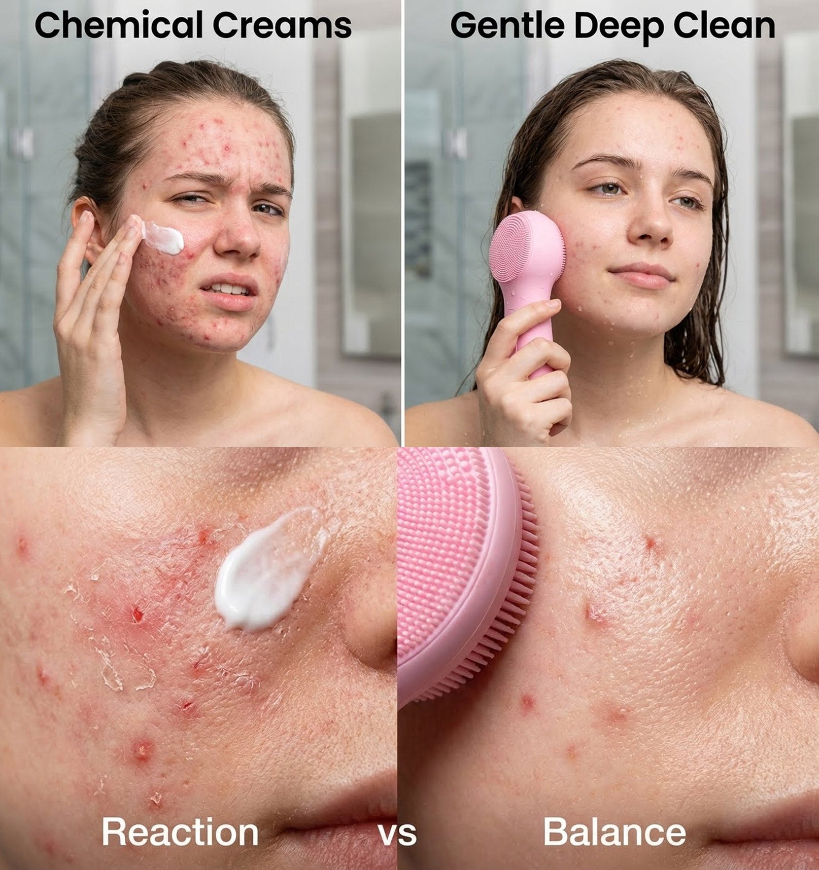 Silicone Deep Face Scrubber, Waterproof Rechargeable , 5 Cleansing Modes with Nose Brush