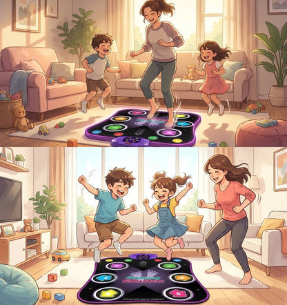 Electronic Music Dance Mat for Kids (Ages 3-12) – Light-Up 6-Button Pad, Wireless Bluetooth, 5 Fun Game Modes
