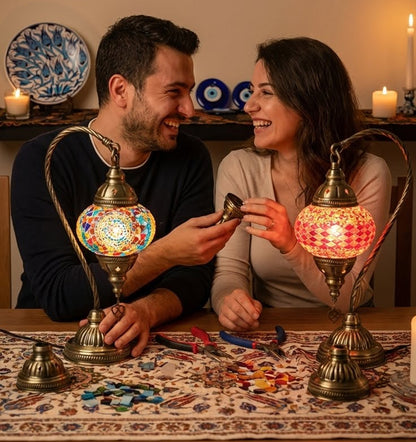 Handmade Moroccan Lamp, Turkish Glass Lamp, Perfect Companion for Living Room and Bedroom