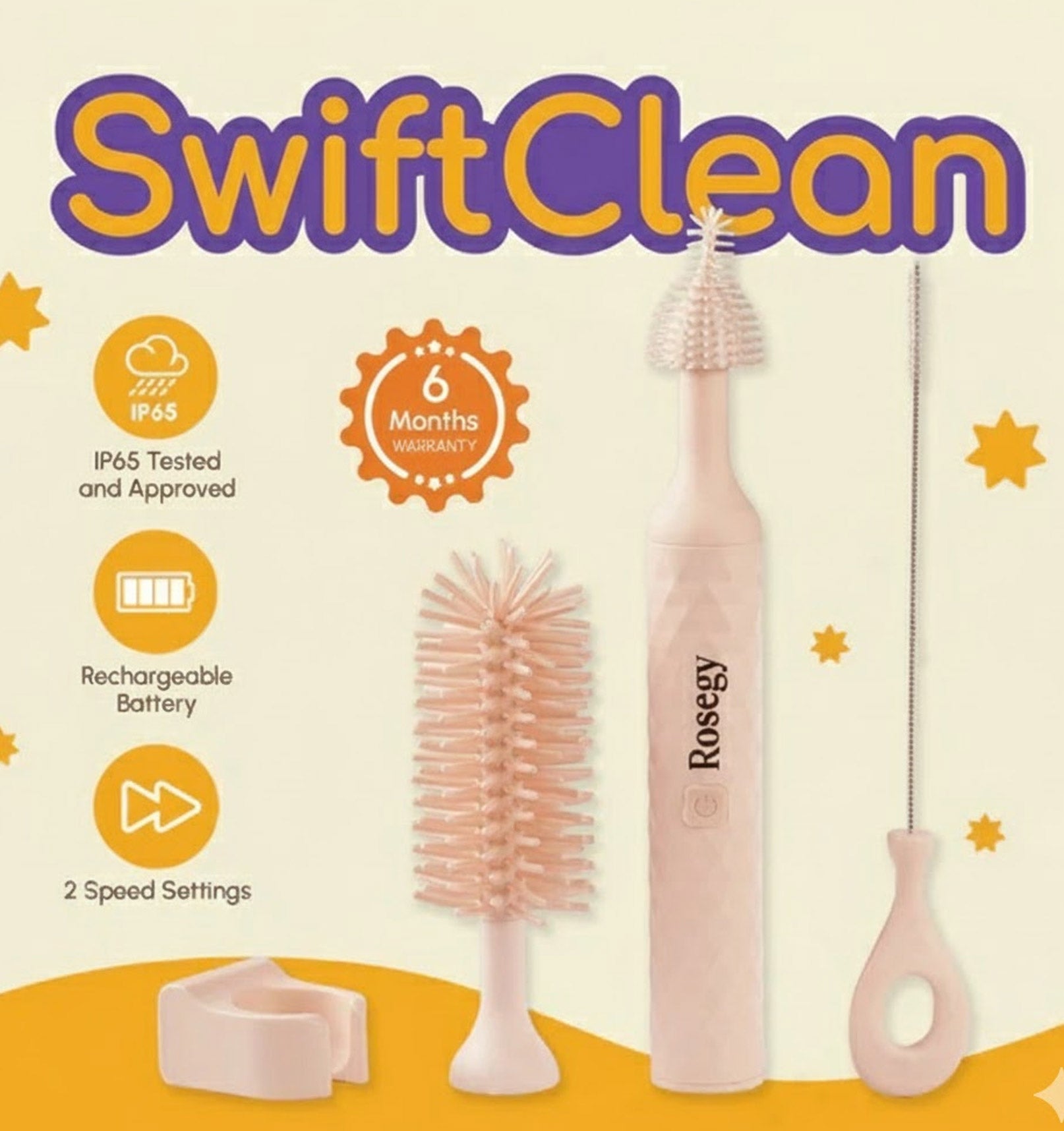 RoseGy™ Electric Silicone Bottle Brush, Baby Bottle Brush Cleaner, Straw Cleaner Brush, Travel Baby Essentials for Moms