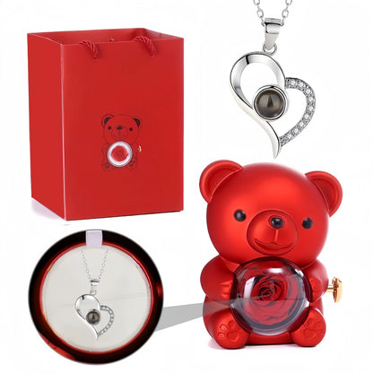 Luxury Photo Projection Sliver Eternity Heart Necklace with Beautiful Gift Box