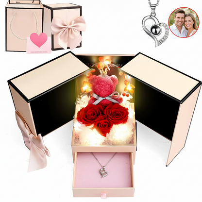 Luxury Photo Projection Sliver Eternity Heart Necklace with Beautiful Gift Box