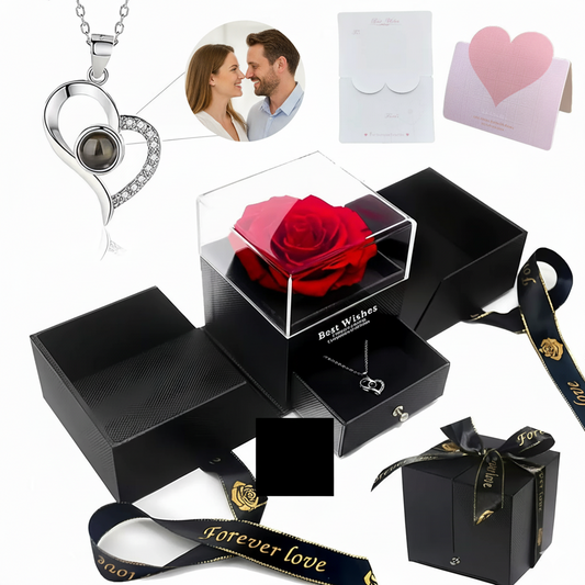 Luxury Photo Projection Sliver Eternity Heart Necklace with Beautiful Gift Box