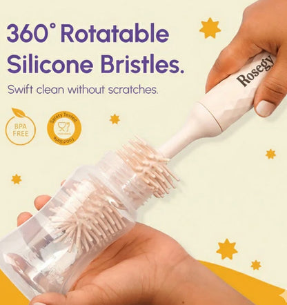 RoseGy™ Electric Silicone Bottle Brush, Baby Bottle Brush Cleaner, Straw Cleaner Brush, Travel Baby Essentials for Moms
