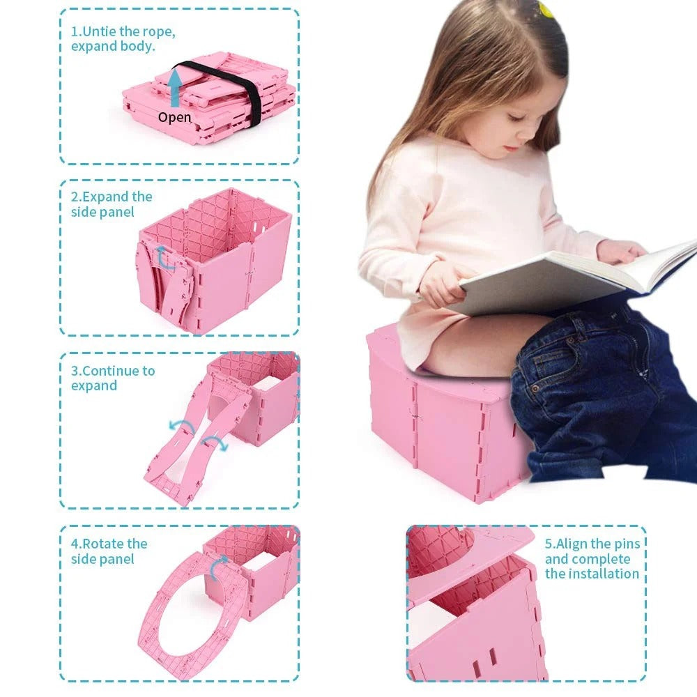 RoseGy™ Portable Folding Travel Potty for Toddlers – Reusable Kids Potty for Travel & Training