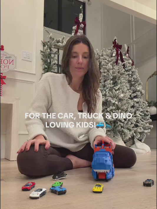 Foldable Ultimate Dinosaur Transport Truck Toy Set for Kids Aged 3-7 – Includes 12 Small Cars