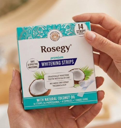 RoseGy™ Coconut Teeth Whitening Strips - 7-Day Treatment with Non-Slip, Dry Strip Technology