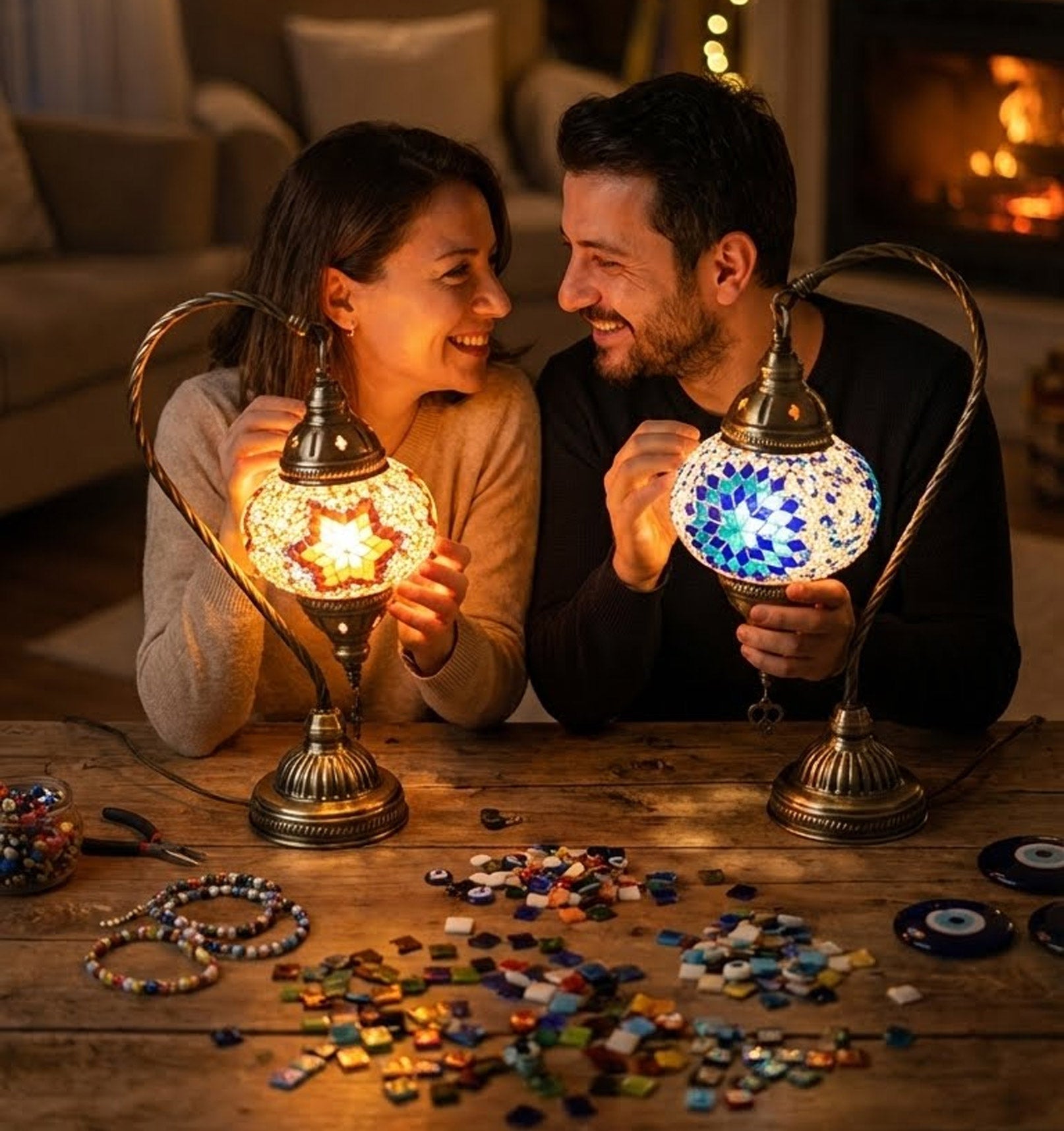 Handmade Moroccan Lamp, Turkish Glass Lamp, Perfect Companion for Living Room and Bedroom