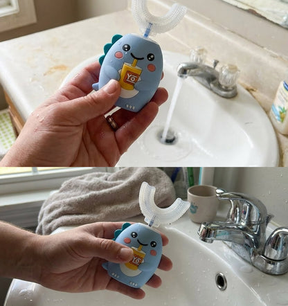 Rosegy  Kids U-Shaped Electric Toothbrush (Ages 6–12) – Dinosaur Design, 360° Cleaning, 5 Modes, Waterproof