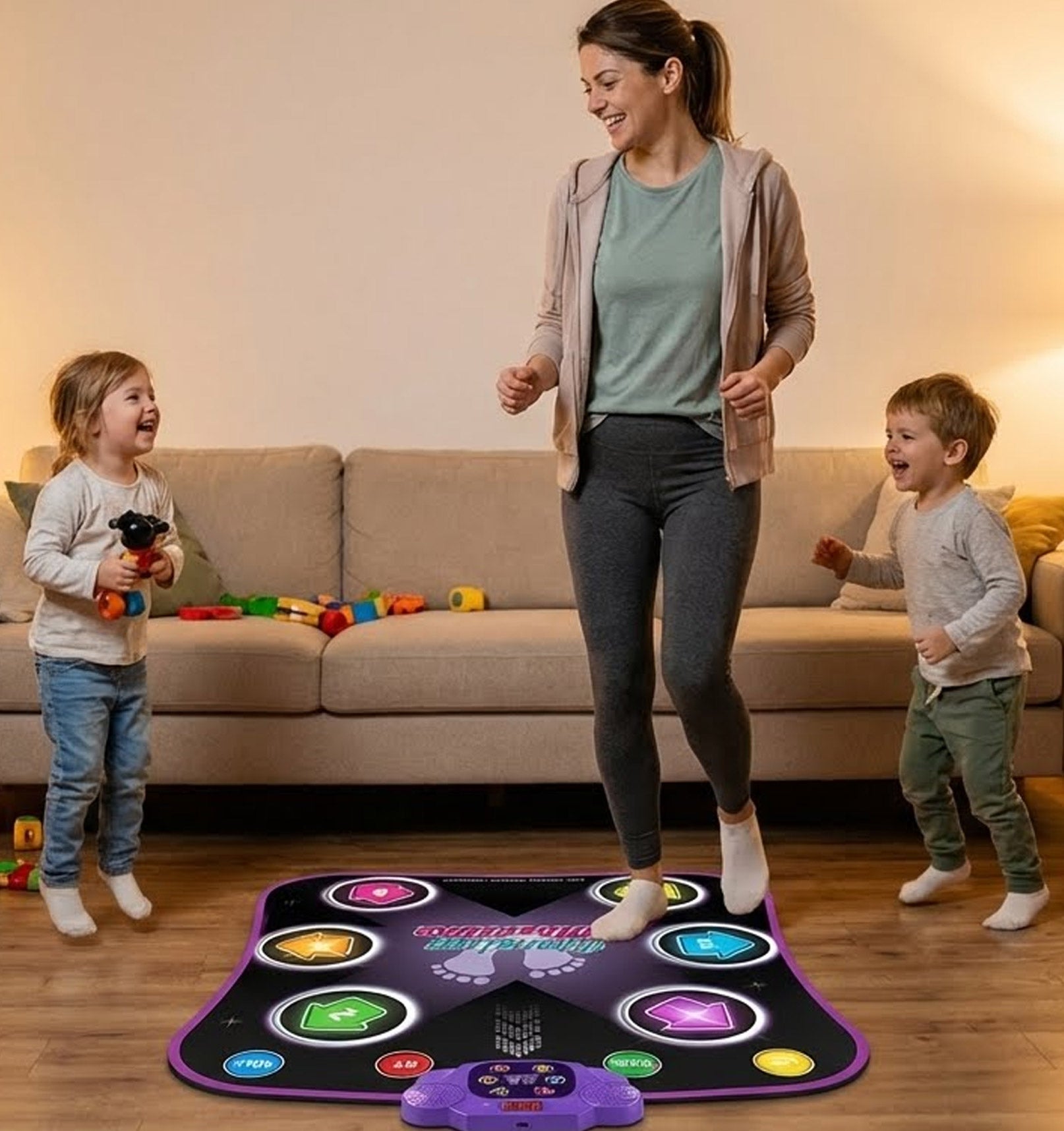 Electronic Music Dance Mat for Kids (Ages 3-12) – Light-Up 6-Button Pad, Wireless Bluetooth, 5 Fun Game Modes