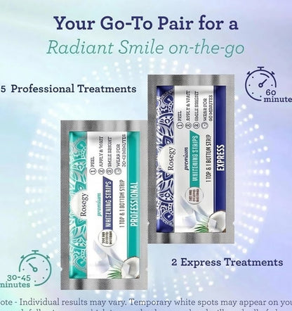 RoseGy™ Coconut Teeth Whitening Strips - 7-Day Treatment with Non-Slip, Dry Strip Technology
