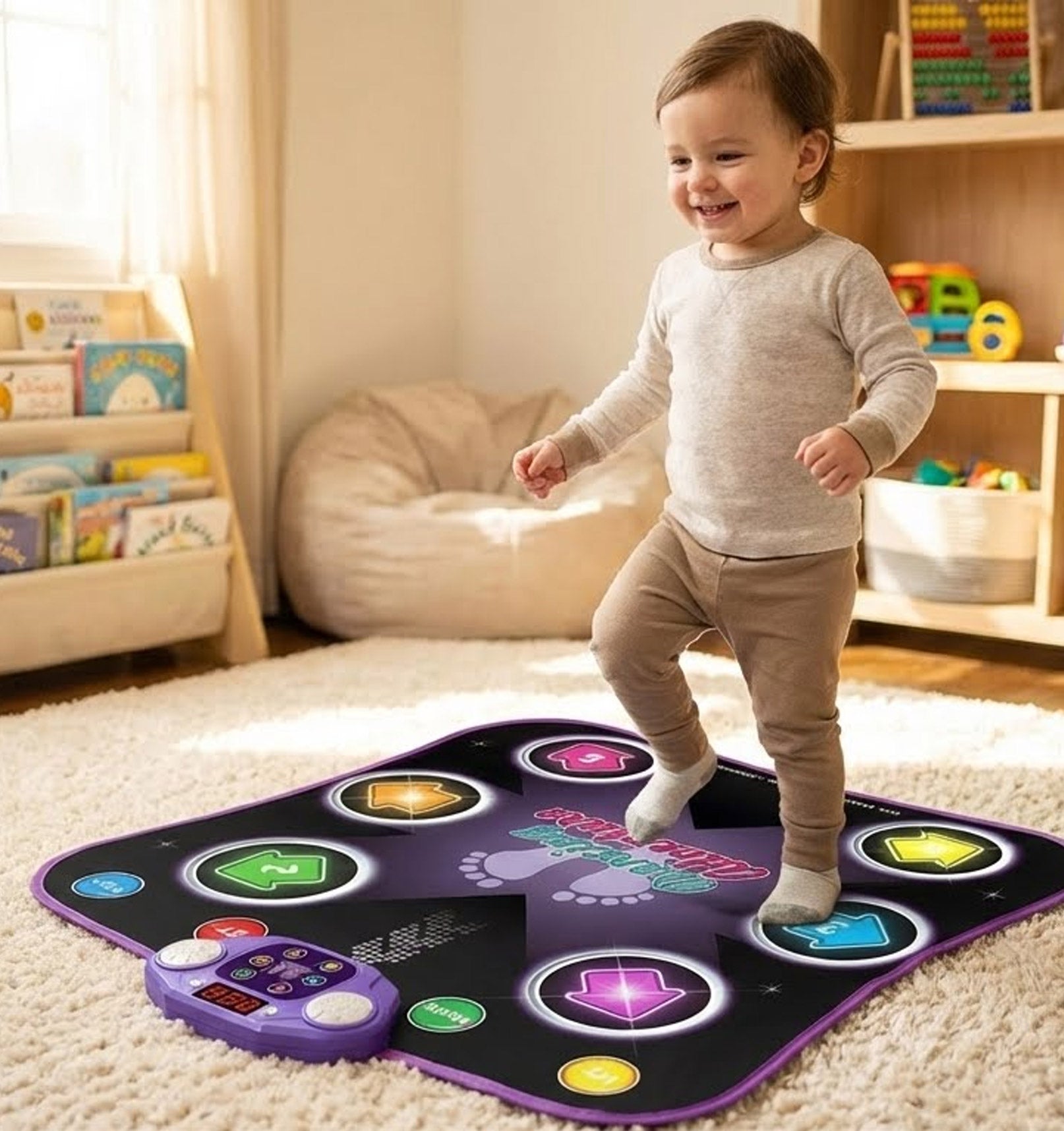 Electronic Music Dance Mat for Kids (Ages 3-12) – Light-Up 6-Button Pad, Wireless Bluetooth, 5 Fun Game Modes