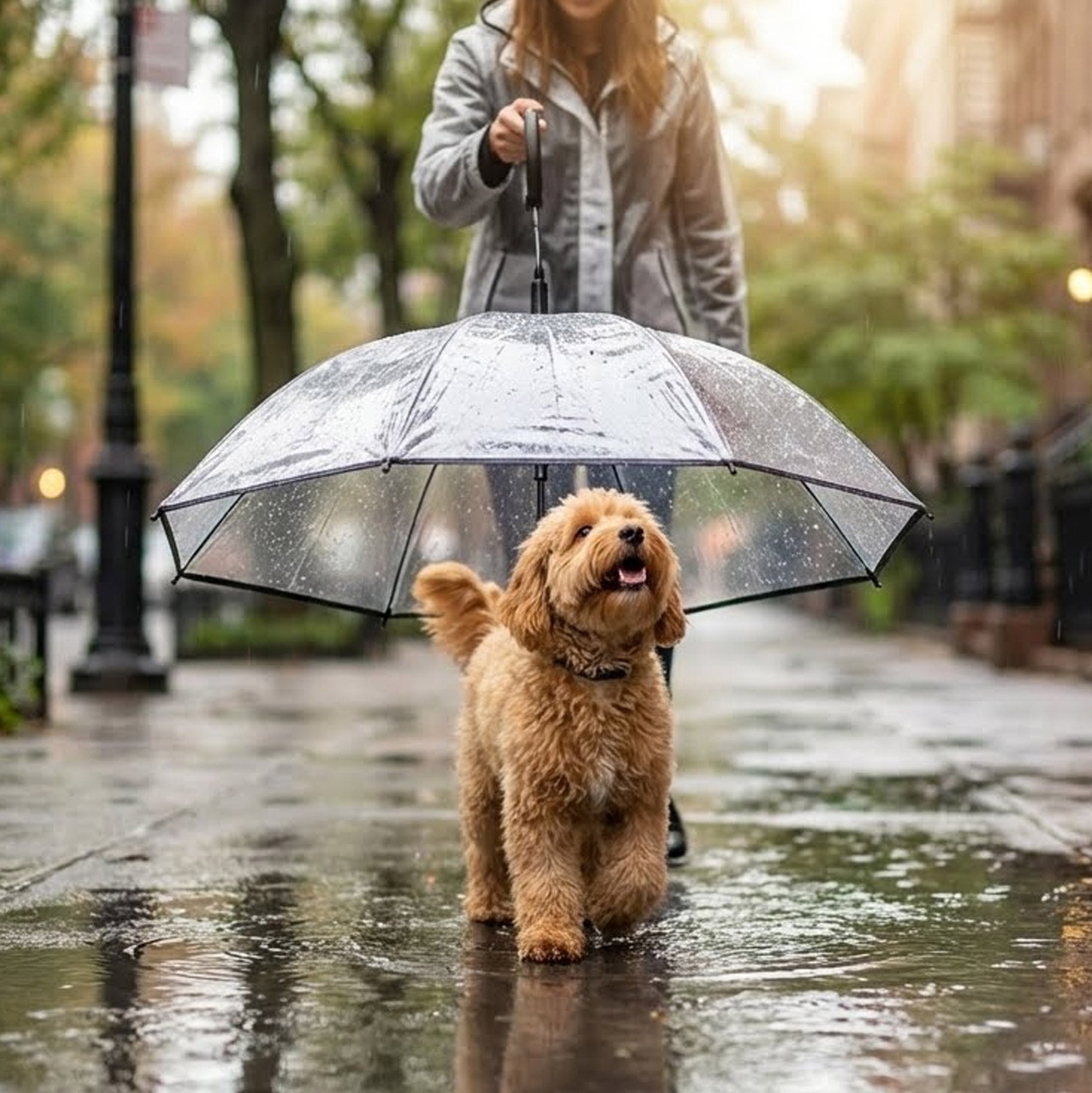 Rainy Necessary Dog Umbrella Leash – Keep Your Dog Dry & Safe in the Rain