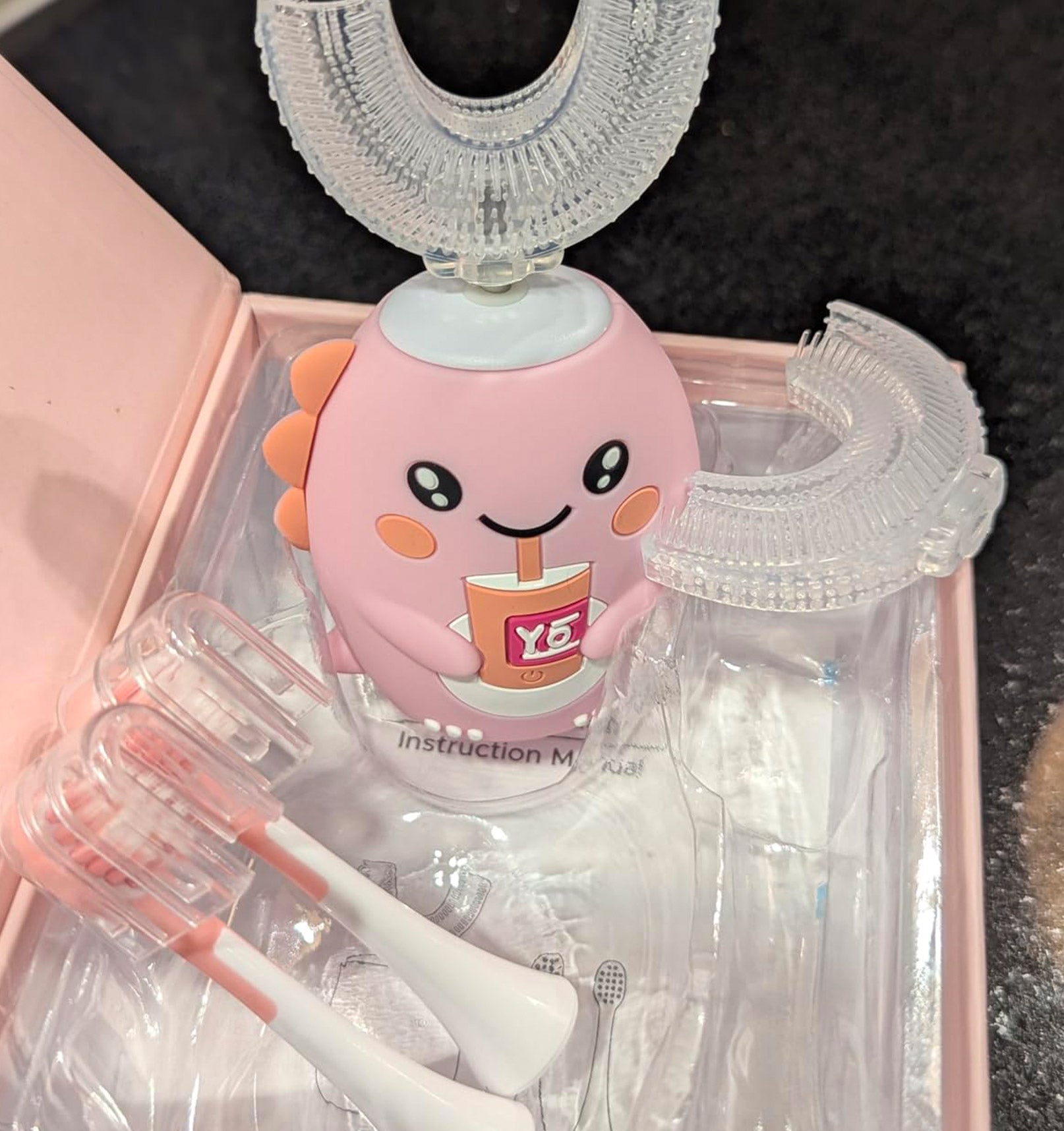 Rosegy  Kids U-Shaped Electric Toothbrush (Ages 6–12) – Dinosaur Design, 360° Cleaning, 5 Modes, Waterproof