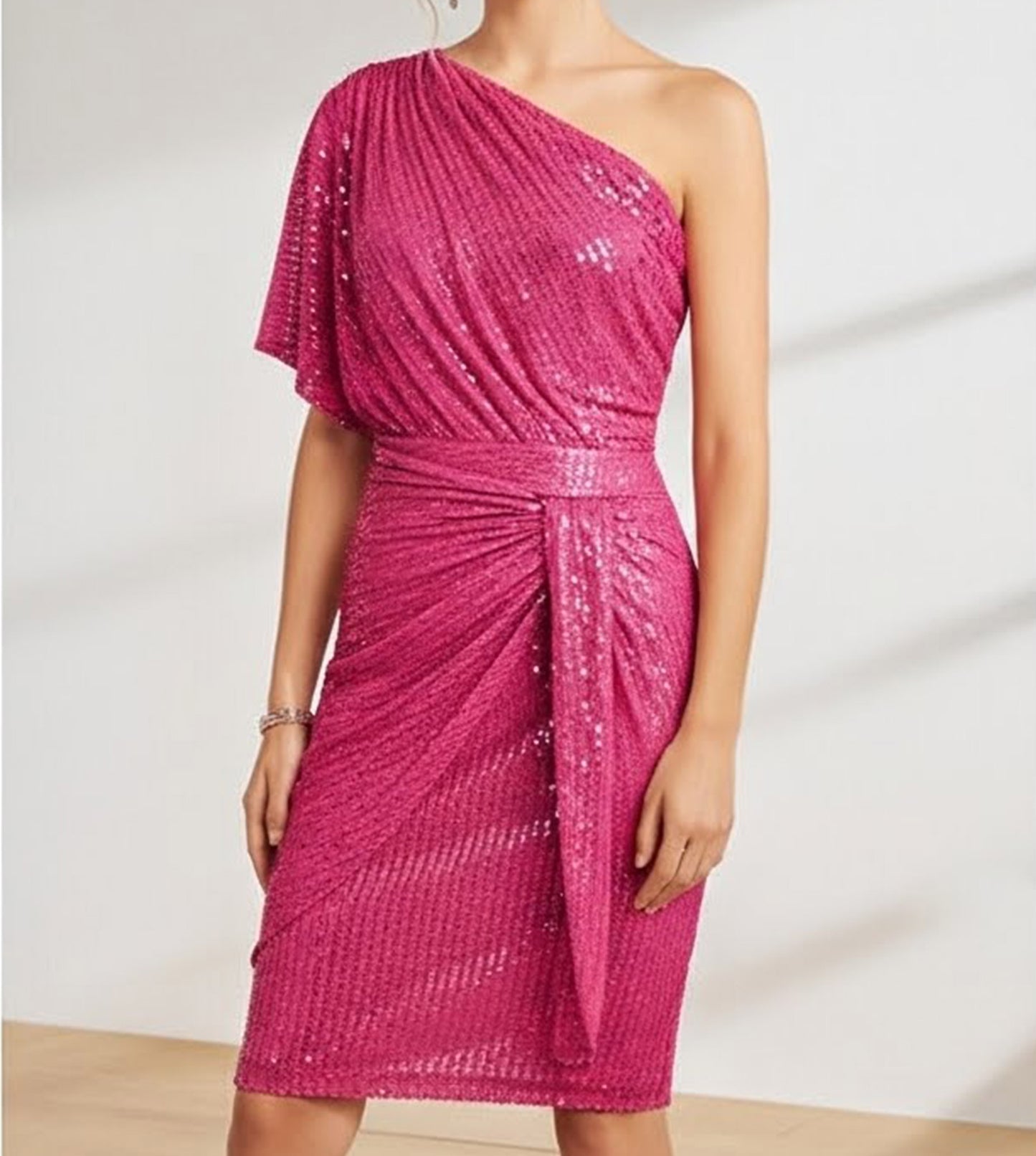 RoseGy™Shiny Pleated One-Shoulder Dinner or Club Dress